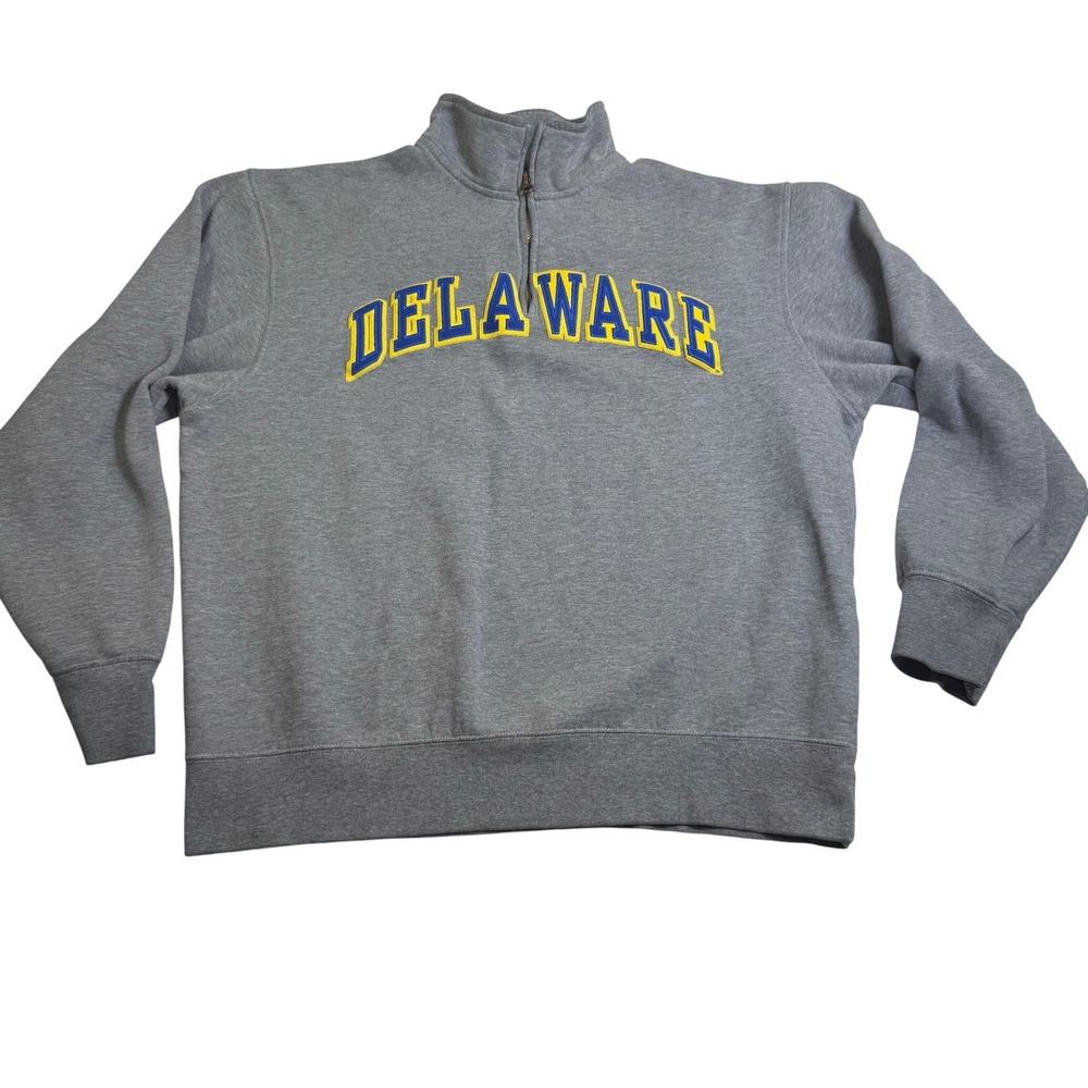 JanSport Pullover Women L Gray Excellent Vintage 90s Delaware Quarter Zip Sweat
